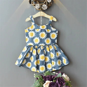 Vasaras Modes 2021 Bērniem, Baby Meitenes 2-gabals Apģērbs Uzstādīt bez Piedurknēm Daisy Drukāt Topi, Svārki Komplekts Bērniem Meiteņu Kokvilnas Apģērbs