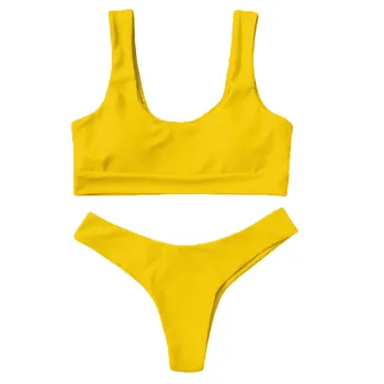 Vasaras Modes Sieviešu Sexy Tīru Krāsu Push-Up Polsterējumu Peldēties uzvalku Pludmali, valkāt Divas Gabals Bikini, lai 2019 Beach