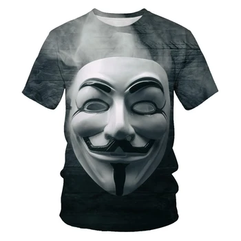 Vasaras modes V vārda vendetta 3D iespiesti vīriešu t-krekls gadījuma O-veida kakla t-krekls vīriešu T-krekls ar īsām piedurknēm, kas izgatavoti Ķīnā