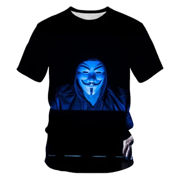 Vasaras modes V vārda vendetta 3D iespiesti vīriešu t-krekls gadījuma O-veida kakla t-krekls vīriešu T-krekls ar īsām piedurknēm, kas izgatavoti Ķīnā