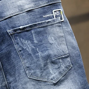 Vasaras plānas džinsa bikses vīriešu piecu punktu bikses Slim gadījuma stiept jaunatnes korejas modes moderns savvaļas bikses