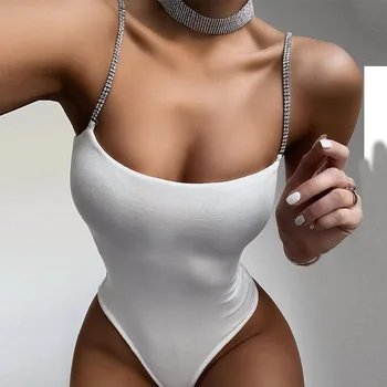 Vasaras Sexy Sievietes Bodysuit Spageti Siksnas Topi (Dungriņi) Izdilis Bez Piedurknēm Stretchy Kluba Bodysuits Apģērbs