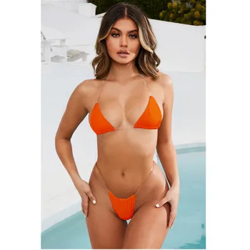Vasaras Sieviešu Sexy Bikini Komplekts Triangle Pavada Tīrtoņa Krāsas Krūšturis Un Apakšbikses, Peldmēteļi, Peldbikses Pārredzamu Siksna Bikini Beachwear