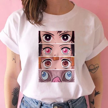 Vasaras Sieviešu T Krekls Demon Slayer meitene Tshirt Grafiskais Top TeesJapanese Anime T Punk T-krekls Top Harajuku Kawaii Streetwear