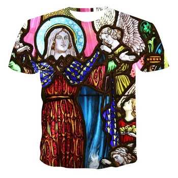 Vasaras T-Kreklu apdruka Vīriešu Sieviešu 2020. gadam, Modes Izšūšanas 3D T-Kreklu apdruka Īsām Piedurknēm Retro Glezna Iespiests T-Krekls Vīriešiem