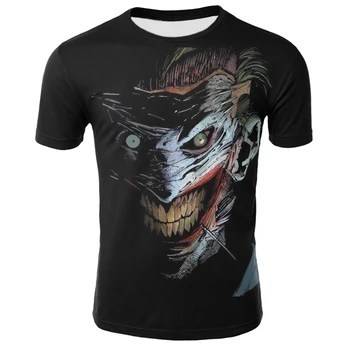 Vasaras vīriešu t-krekls 3D iespiesti klauns modelis gadījuma modes īsām piedurknēm t-krekls šausmu puse Harajuku stils t-krekls