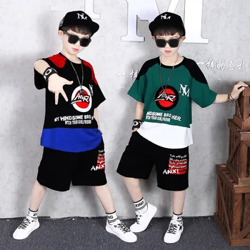 Vasaras Zēnu Apģērbu Komplekti Bērniem Hip Hop Deju Tērpiem Burtu 