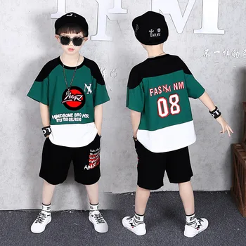 Vasaras Zēnu Apģērbu Komplekti Bērniem Hip Hop Deju Tērpiem Burtu 