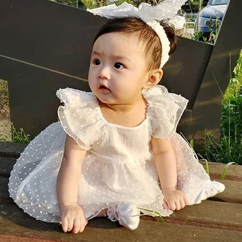 Vasaras Zīdaiņu Meitenes Princese Kleita Baby Girl auduma baby girl kleitas, kāzu puse, un