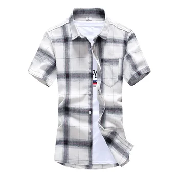 Vasaras īsām piedurknēm krekls vīriešu korejiešu versiju slim pusi piedurknēm krekls tendence vīriešu collu krekls pleds krekls