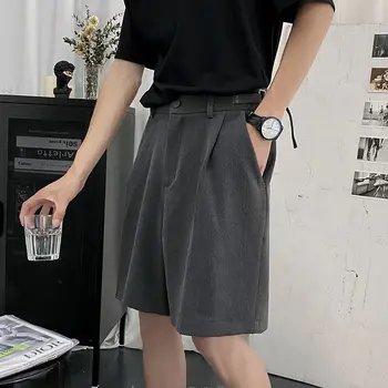 Vasaras Šorti Vīriešu Modes vienkrāsainu Biznesa Gadījuma Šorti Vīriešiem Streetwear Savvaļas Zaudēt korejiešu Kleita, Šorti Vīriešu S-XL