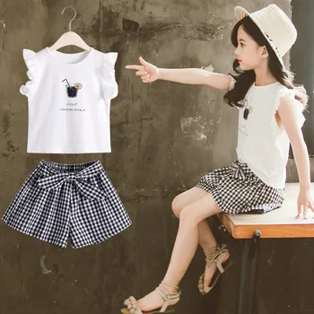 Vasarā Bērniem Baby Girl Apģērbu Komplekti, T krekls + Bikses 2gab Bērnu Apģērbs Cute Meitenes Apģērbu Uzvalks 4 5 6 7 8 9 10 11 12 Gadiem