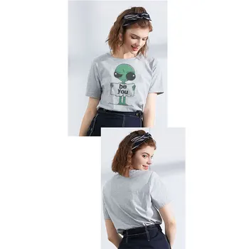Vasarā Jauni Harajuku Smieklīgi Sieviešu T Svešzemju Drukāšanas Īsām Piedurknēm Topi un t-veida Modes Gadījuma T Krekls, Sieviešu Apģērbs, T-krekli