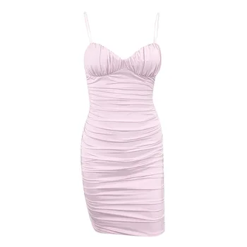 Vasarā Kluba Bodycon Kleita Sexy Puse Sundress Apģērbu Baltā, Rozā Mini Kleitas Sieviešu Modes Sievietes Apģērbu-2020.