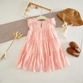 Vasarā Meitenei Kleita Baby Kids Modes Cietā Princese Kleita Šifona Elegants Bērniem Mērci Drēbes Meitenei Apģērbu Vestidos