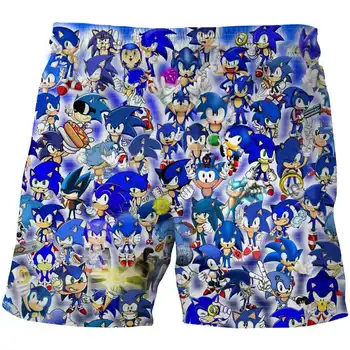 Vasarā peldēties Pludmalē 3D Sonic Ezis Mario Zēnu īsās bikses-Šorti, Lai Mazulis zēnu bikses Anime Bērnu drēbītes, 4-14year pantalones Brīvs