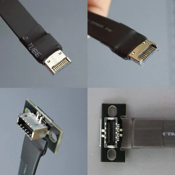 VDA-LINK Iekšējo USB 3.1 GEN2 24PIN USB-C tips C līdz E tipa vīriešu/sieviešu dzīvoklis pagarinātāja vads extender 10Gbps Ar PCI deflektors