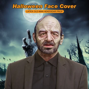 Vecais Vīrs Biedējošu Maska Cosplay Biedējošu Pilnu Galvu Rāpojošs Lateksa Masku Halloween Šausmu Smieklīgi Cosplay Party Maska Vecs Vīrietis Reāli Maskas
