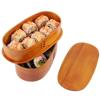 Vecākais divslāņu Japāņu bento lodziņā pusdienas kaste studentu nodalījuma pusdienas koka pusdienas kaste sushi box