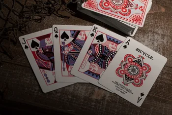 Velosipēdu Mariner Spēļu Kārtis Sarkana/Zila USPCC Klāja Pokera Izmēra Burvju Kāršu Spēles Burvju Triki Aksesuārus, lai Burvis
