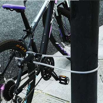 Velosipēdu pretaizdzīšanas slēdzeni daudzfunkcionāls tērauda kabeļu sprādzes var izmantot ar U-veida atslēga velosipēdu drošība pretaizdzīšanas slēdzeni acces