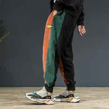 Velveta Bikses Vīriešiem Zaudēt Rudens Ziemas Modes Sportwear Kontrasta Krāsu Plus Lieluma Gadījuma Vīriešu Bikses Streetwear JokerNew Homme