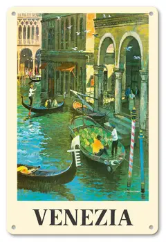 Venēcija Itālijā Metāla Plāksne, Plakāts Vintage Skārda Zīme, Sienas Dekori 12x8 Collas