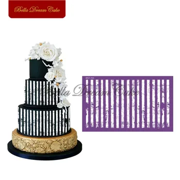 Vertikālu Svītru ieskaidrot Acs Trafaretu Pomādes Kūka Trafareti Veidni Audums Kāzu Kūka Pelējuma Kūka Dekorēšanas Rīku Bakeware