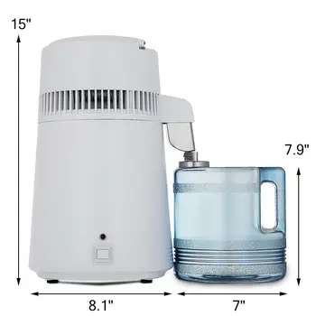 Vevor Countertop Ūdens Destilētājs 750W Gultām Filtrs ar Rokturi 1.1 Gal 4L BPA Free Konteineru Ideāli piemērots Mājas Lietošanai, Balts