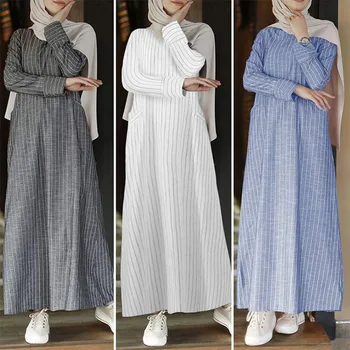 Veļa Maxi Musulmaņu Abaya Kleita Sievietēm, Plus Lieluma Āfrikas Eid Turcija Dubaija Caftan Kimono Kokvilnas Puse Islāma Ropa Ilgi, Lielu Vestido