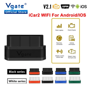 Vgate iCar2 ELM327 v2.1 automašīnu Diagnostikas Rīks, wi-fi OBD Adapteris OBD2 Android/IOS Auto Skeneris Elm 327 odb2 Scaner Kodu lasītājs