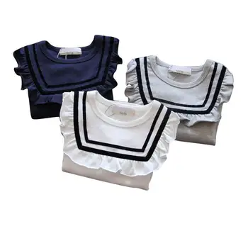 VIDMID gada Rudenī, Pavasarī Baby Meitene Lelle Apkakles Kokvilnas Zemāko T-krekls Topi 2-6Years vecu bērnu krekls meitene ikdienas Drēbes P118
