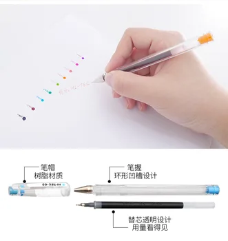 Viens Izmantošana Izmēģinājuma Izmēģinājuma Ātri Sausas Hi-Tec Tērauda Bumbu Soda Pildspalvas Gēla Pildspalvas 0.3 Krāsu BLLH-20C5