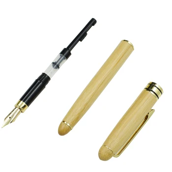 Viens Komplekts Bambusa Fountain Pen Kaligrāfijas Pildspalva 0.5 mm Nib Tinte Rakstīšanas Materiālu Veidu Koka Bambusa Kancelejas preces, Dāvanu