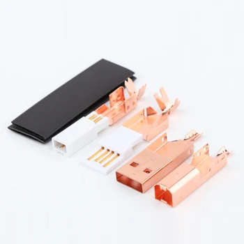 Viens Komplekts Telūrs vara Pieauga Zelta Pārklājumu USB A + USB B Tips A-B-Plug, DIY USB Kabeļa savienotājs ligzda