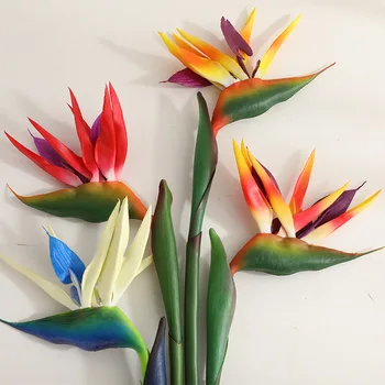 Vienu putnu un paradīze mākslīgo ziedu nekustamā touch pušķis mīkstas plastmasas ziedu krāsu putnu paradīze žāvētu ziedu rotājumu