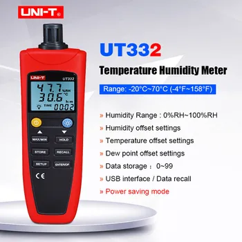 VIENĪBAS UT332 Digitālo Temperatūras un Mitruma Mērītāja Datiem, turiet Datu glabāšanas ar USB interfeisu Temperatūra Higrometru, LCD pretgaismas
