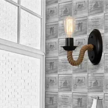 Viesistaba, Amerikāņu sienas lampas, gultas gaismas sienas karājas lampas guļamistaba retro kāpņu koridora dzelzs kaņepāju virvi spuldzes mājas dekori gaismas