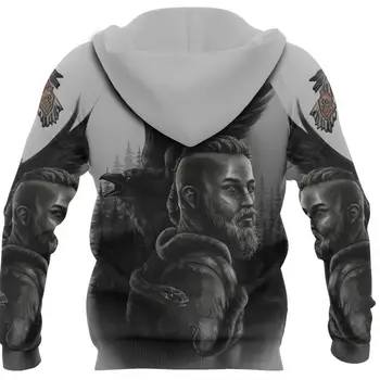 Viking pelēkā vārna Ragnar Krauklis No Odin 3D Iespiesti Mens hoodies Harajuku Streetwear Pulovers Rudens Unisex) Ikdienas Jaka Tracksuit