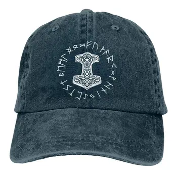 Vikingi un Rune Ripu Skandināvu Mitoloģijas Simbolu Pieaugušo Kovboju Cepure Beisbola cepure