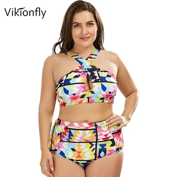Vikionfly Plus Lieluma Peldkostīmi Bikini Sievietēm 