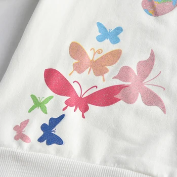 VIKITA Meiteņu Apģērbu Komplekti, Rudenī, Ziemā, Pavasarī Modelis Drukāt garām Piedurknēm Baltais Kokvilnas T-Krekls un Acu Slāņu Svārki Tērpiem