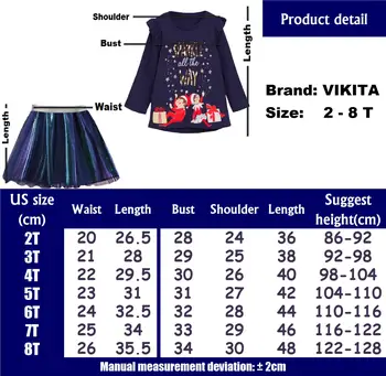 VIKITA Meiteņu Apģērbu Komplekti, Rudenī, Ziemā, Pavasarī Modelis Drukāt garām Piedurknēm Baltais Kokvilnas T-Krekls un Acu Slāņu Svārki Tērpiem
