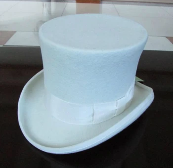 Vilnas Vintage Top Hat 18 cm Garš, Balts Vainags Cepuri Retro Viktorijas laika Burvju Cepure Pieaugušajiem Sievietēm Vīriešiem