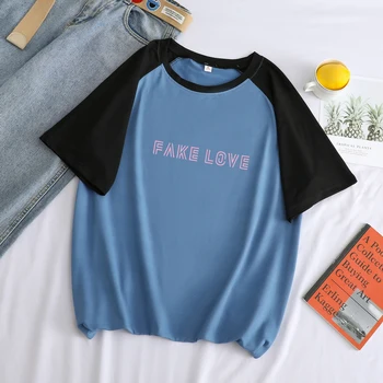 VILTUS MĪLESTĪBAS Vēstuli Izdrukāt, T Krekls Vīriešiem Vasarā Jaunu korejiešu Bangtan Zēni Kpop Topi Gadījuma Streetwear Zaudēt Pareizrakstības Krāsu Savienojumi T-krekls