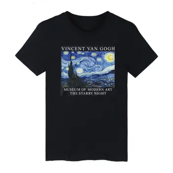Vinsenta Van Goga Starry Night 100 Kokvilnas T Krekls Sievietēm, O-veida kakla Modes Sievietes T-Krekls ar Īsām Piedurknēm Apģērbs