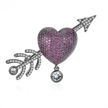 Vintage bultiņas purpura sirds broša sieviešu feministu pin