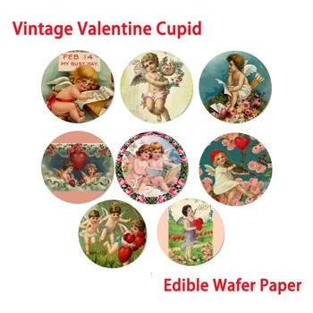 Vintage Cupid Pārtikas Vafeļu Papīra Valentīna Diena Kauss Kūka Topper Kūka Dekorēšanas Instrumentiem Festivāls Virtuves Cepšanas Piegāde
