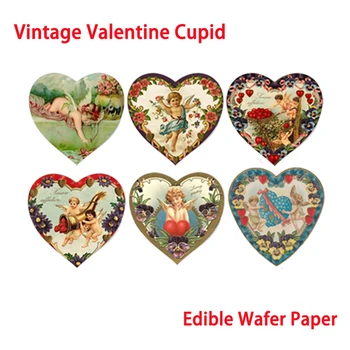 Vintage Cupid Pārtikas Vafeļu Papīra Valentīna Diena Kauss Kūka Topper Kūka Dekorēšanas Instrumentiem Festivāls Virtuves Cepšanas Piegāde