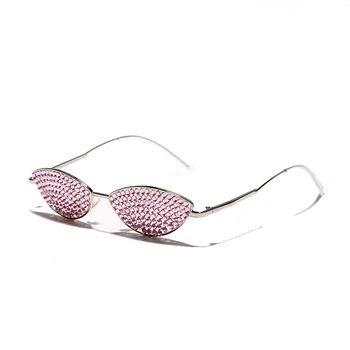 Vintage Diamond Saulesbrilles Sieviešu Luksusa Zīmolu, Dizaineru, Saules Brilles Cat Eye Toņos Rhinestone Objektīvs Dāmas Kristālu Brilles